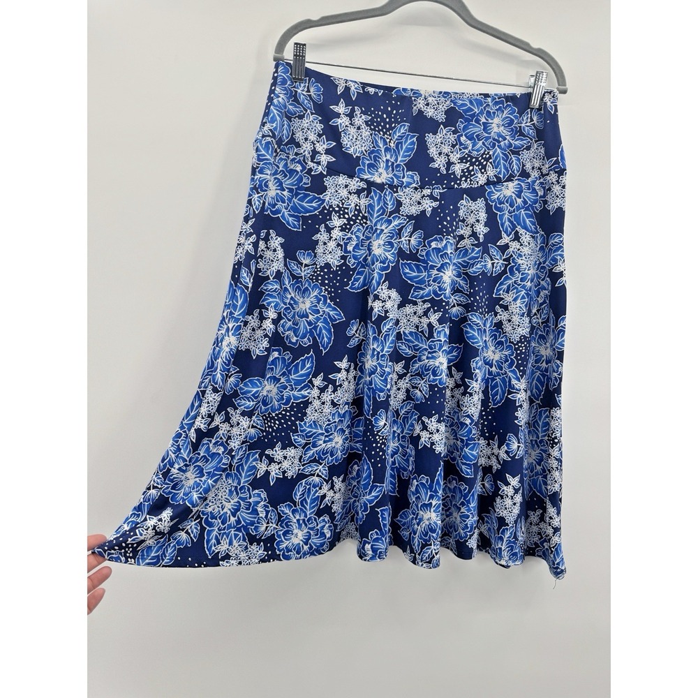 VTG Y2K Elizabeth & Nicole Blue Floral Skirt XL Stretch Twirl Mermaid Fairycore